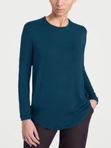 Women's Blue Winter Viscose Stretch Jersey Crew-Neck T-Shirt - Ragno