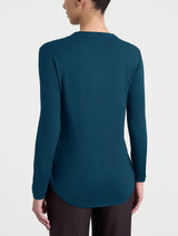 Women's Blue Winter Viscose Stretch Jersey Crew-Neck T-Shirt - Ragno