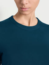 Women's Blue Winter Viscose Stretch Jersey Crew-Neck T-Shirt - Ragno