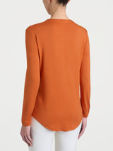 Maglietta a girocollo chiuso in Eco Viscosa Arancioni Donna - Ragno