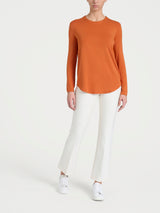 Maglietta a girocollo chiuso in Eco Viscosa Arancioni Donna - Ragno