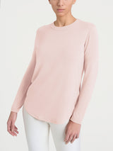 Women's Pink Winter Stretch Viscose Jersey Crew-Neck T-Shirt - Ragno