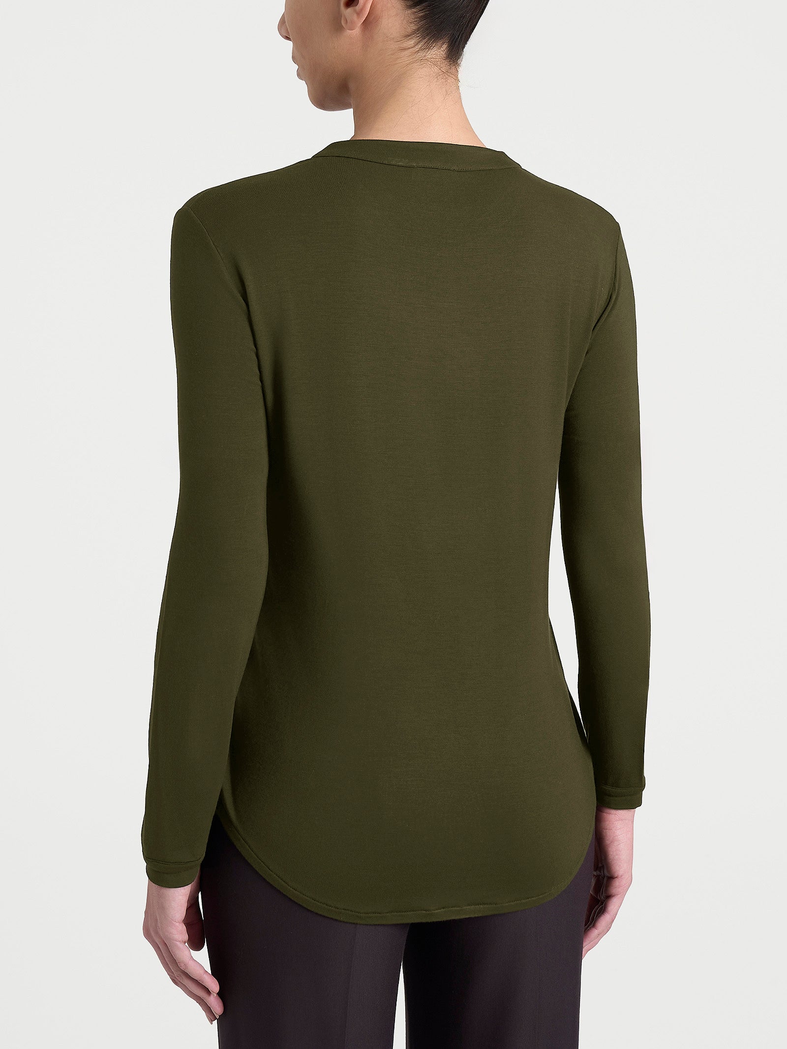 Maglietta a girocollo chiuso in Eco Viscosa Verdi Donna - Ragno