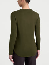 Women's Green Winter Viscose Stretch Jersey Crew-Neck T-Shirt - Ragno