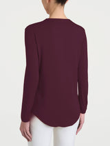 Camiseta de cuello redondo de jersey elástico de viscosa de invierno, color morado, para mujer - Ragno