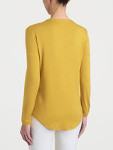 Women's Yellow Winter Viscose Stretch Jersey Crew-Neck T-Shirt - Ragno