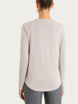 Women's Gray Winter Stretch Viscose Jersey T-Shirt with Crew-Neck - Ragno