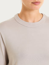 Women's Gray Winter Stretch Viscose Jersey T-Shirt with Crew-Neck - Ragno