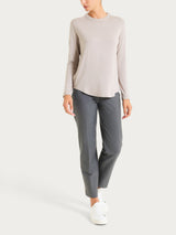 Women's Gray Winter Stretch Viscose Jersey T-Shirt with Crew-Neck - Ragno