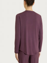 Camiseta de cuello redondo de jersey elástico de viscosa de invierno, color morado, para mujer - Ragno
