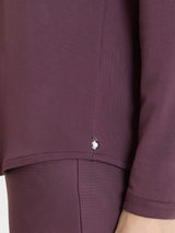 Camiseta de cuello redondo de jersey elástico de viscosa de invierno, color morado, para mujer - Ragno