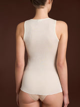 Lana Seta - Canottiera spalla larga in costina di lana e seta con pizzo Rossi Donna - Ragno