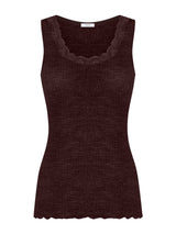 Lana Seta - Canottiera spalla larga in costina di lana e seta con pizzo Rossi Donna - Ragno