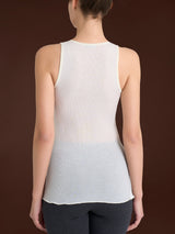 Lana Seta - Canottiera spalla larga in costina di lana e seta Bianchi Donna - Ragno