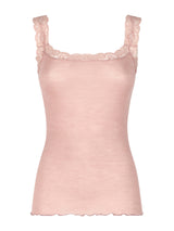 Lana Seta - Canottiera spalla stretta in costina di lana e seta con pizzo Rossi Donna - Ragno