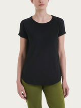 T-shirt girocollo in slub jersey di cotone Neri Donna - Ragno