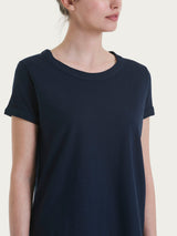 T-shirt girocollo in slub jersey di cotone Blu Donna - Ragno