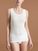 Wonderwool - Canottiera in costina di lana ultrafine Bianchi Donna - Ragno