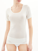 Wonderwool - Maglietta girocollo in lana ultrafine Bianchi Donna - Ragno