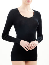 Wonderwool - Maglietta manica lunga in lana ultrafine Neri Donna - Ragno