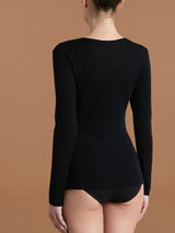 Wonderwool - Maglietta manica lunga in lana ultrafine Neri Donna - Ragno