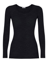 Wonderwool - Maglietta manica lunga in lana ultrafine Neri Donna - Ragno