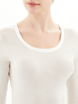 Wonderwool - Maglietta manica lunga in lana ultrafine con profili in raso - - Ragno
