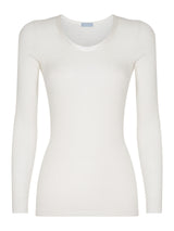 Wonderwool - Maglietta manica lunga in lana ultrafine con profili in raso - - Ragno