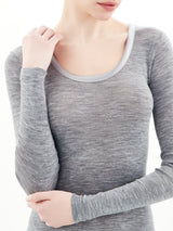 Wonderwool - Maglietta manica lunga in lana ultrafine con profili in raso - - Ragno