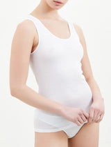 Filo di Scozia - Canottiera spalla larga in jersey di Filo di Scozia Bianchi Donna - Ragno