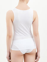 Filo di Scozia - Canottiera spalla larga in jersey di Filo di Scozia Bianchi Donna - Ragno