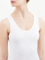 Filo di Scozia - Canottiera spalla larga in jersey di Filo di Scozia Bianchi Donna - Ragno