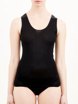 Filo di Scozia - Canottiera spalla larga in jersey di Filo di Scozia Neri Donna - Ragno