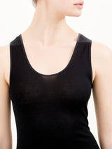 Filo di Scozia - Canottiera spalla larga in jersey di Filo di Scozia Neri Donna - Ragno