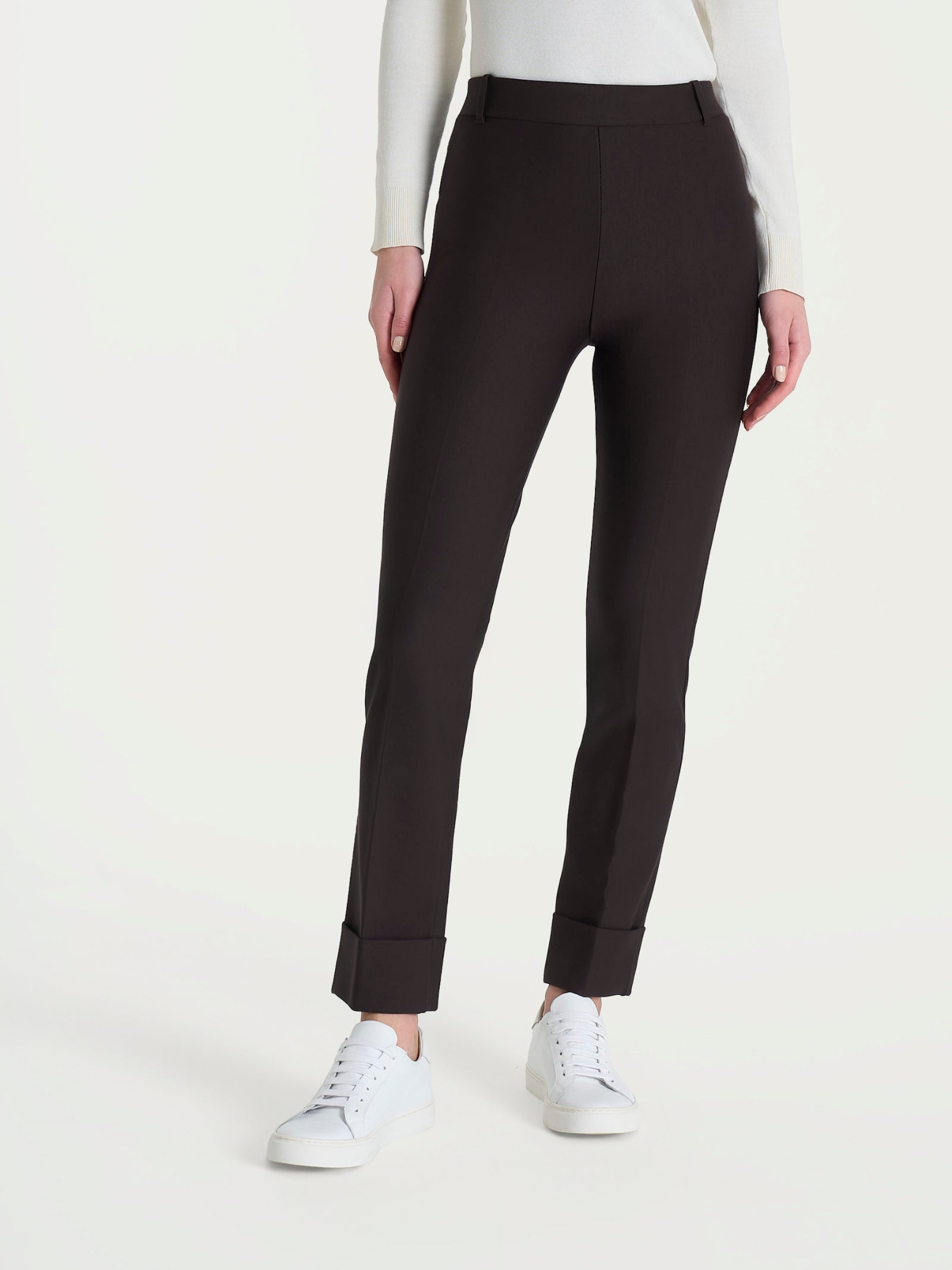 Pantalone slim dritto in Compact Marroni Donna - Ragno