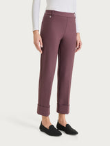 Pantalone slim dritto in Compact Viola Donna - Ragno