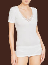 Sintonia - Maglietta in tessuto doubleface Bianchi Donna - Ragno