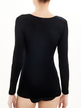 Lana Seta - Maglietta a manica lunga in lana e seta con macramè Neri Donna - Ragno