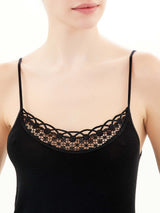Lana Seta - Top in lana e seta con macramè Neri Donna - Ragno