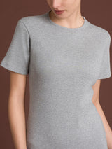 Camiseta de cuello redondo de algodón térmico azul para mujer - Ragno