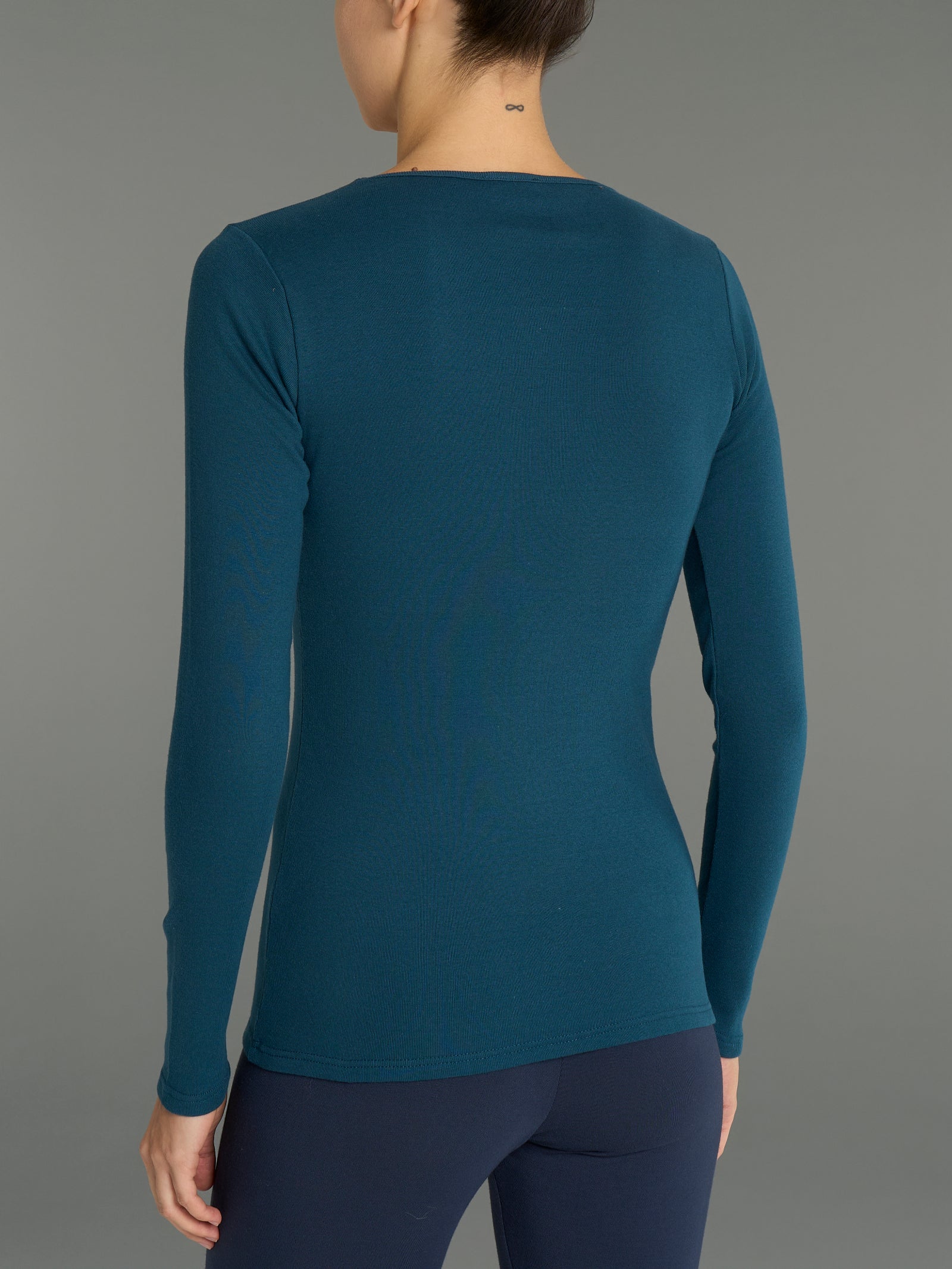 Maglietta girocollo in Thermo Cotton Blu Donna - Ragno