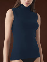 Smanicato a collo alto in Thermo Cotton Blu Donna - Ragno