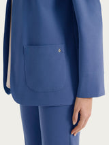 Blazer senza revers in Compact Light Blu Donna - Ragno