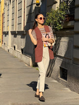 Gilet aperto in Compact Light Marroni Donna - Ragno