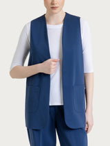 Gilet aperto in Compact Light Blu Donna - Ragno