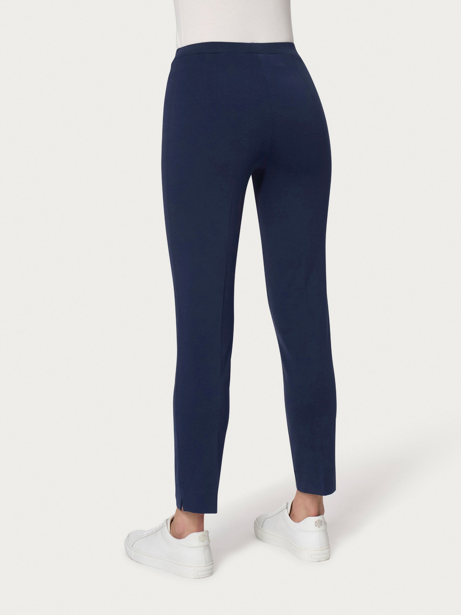 Pantalone a sigaretta con spacchetti in Compact Light Blu Donna - Ragno