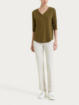 Pantalone slim dritto in Compact Light Bianchi Donna - Ragno