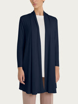 Cardigan lungo aperto in jersey di viscosa crêpe Blu Donna - Ragno