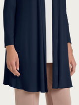 Cardigan lungo aperto in jersey di viscosa crêpe Blu Donna - Ragno