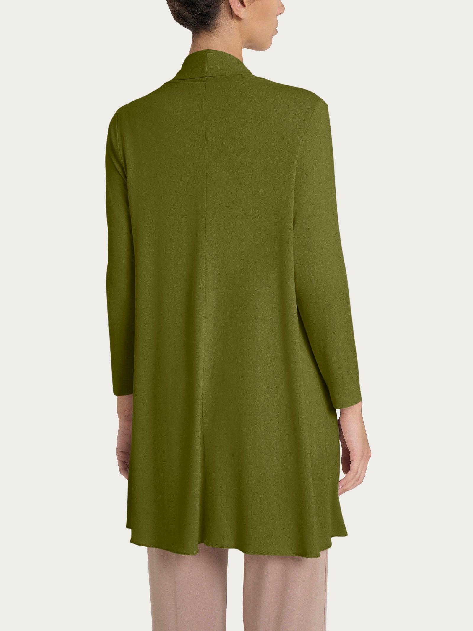 Cardigan lungo aperto in jersey di viscosa crêpe Verdi Donna - Ragno